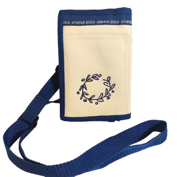 Y2K 2004 Athens Olympic Games Cross Body Travel bag blue, cream - Picture 1 of 11